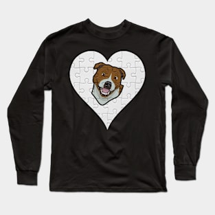 Staffordshire Bull Terrier Heart Jigsaw Pieces Design - Gift for Staffordshire Bull Terrier Lovers Long Sleeve T-Shirt